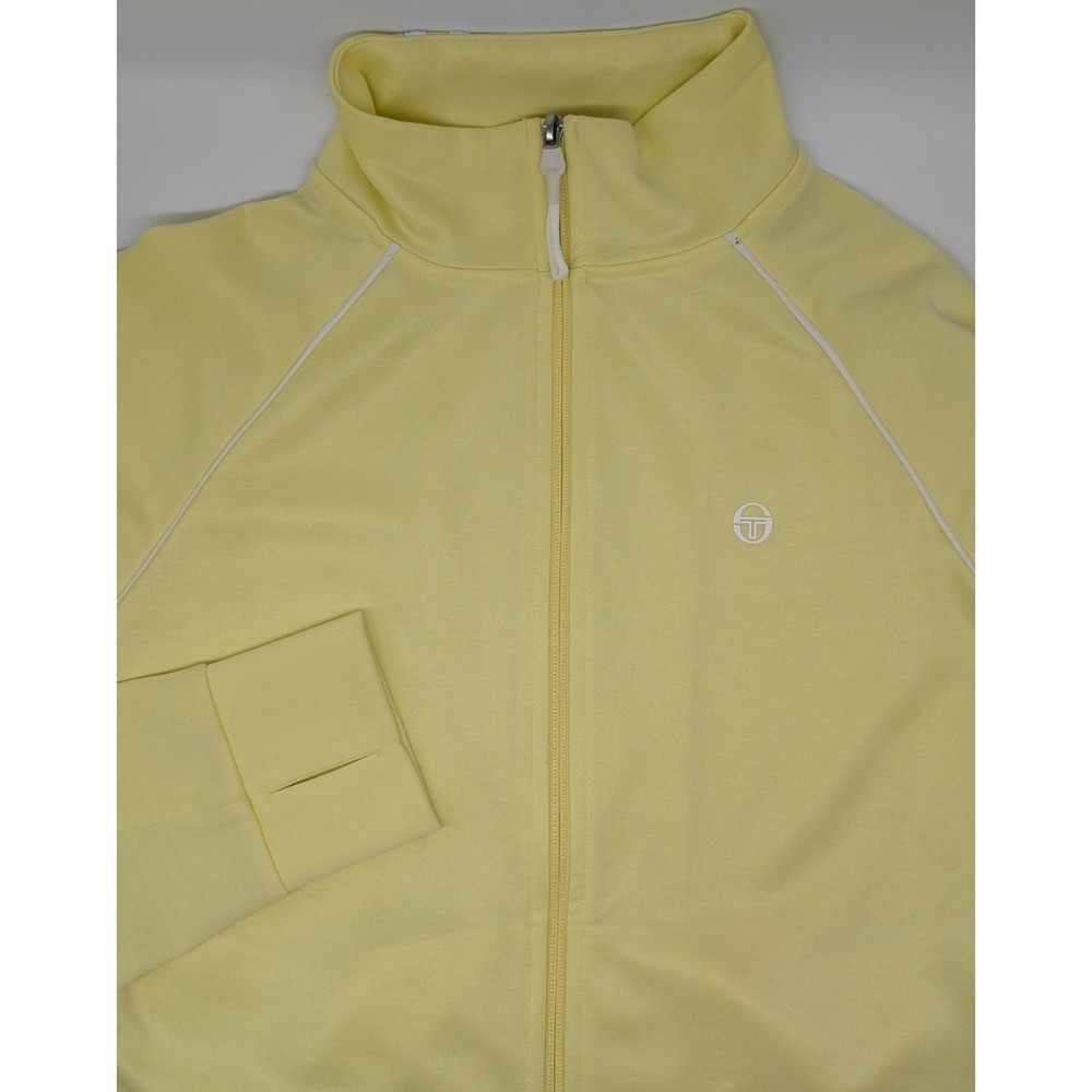 Sergio Tacchini Yellow Zip Track Jacket Women's Small Pockets Polyester Blend